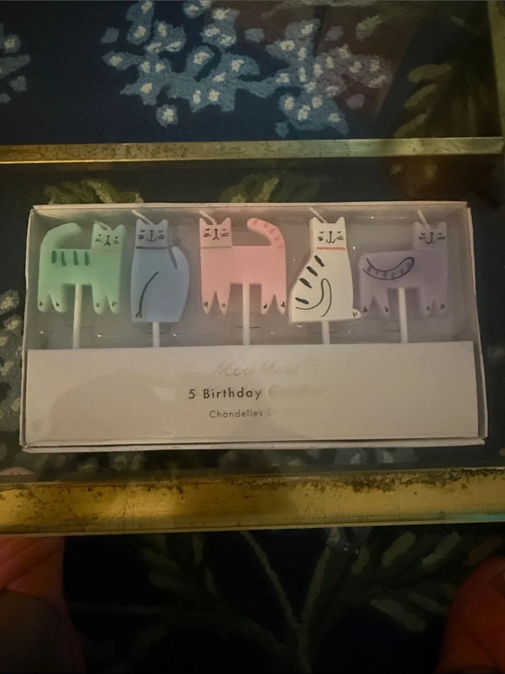 Meri Meri Pastel Cat Birthday Candle Set - Mint Blue Pink White Lavender